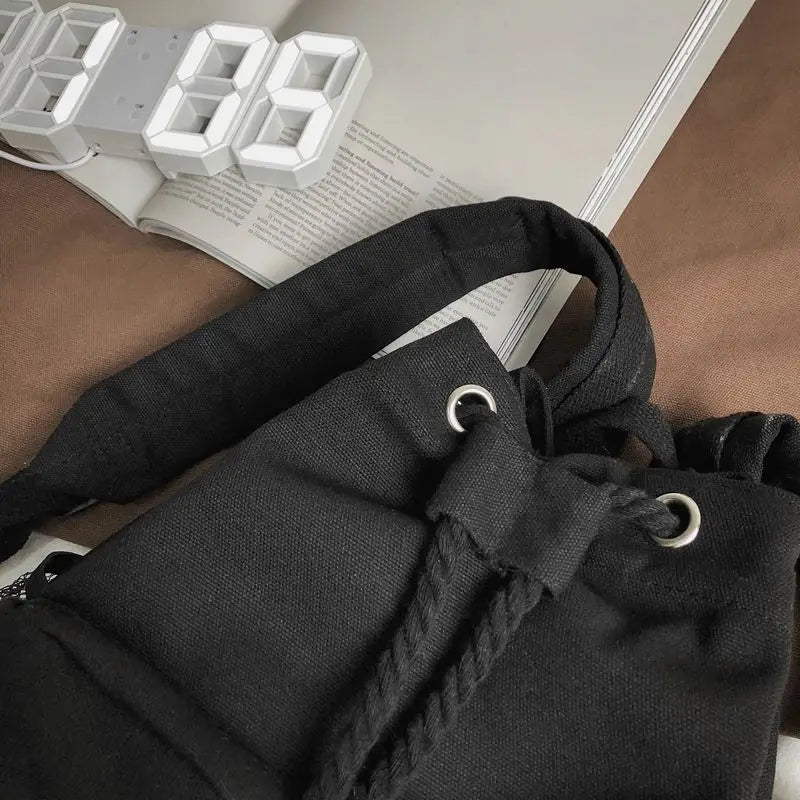 Canvas Drawstring Backpack Large School Bag