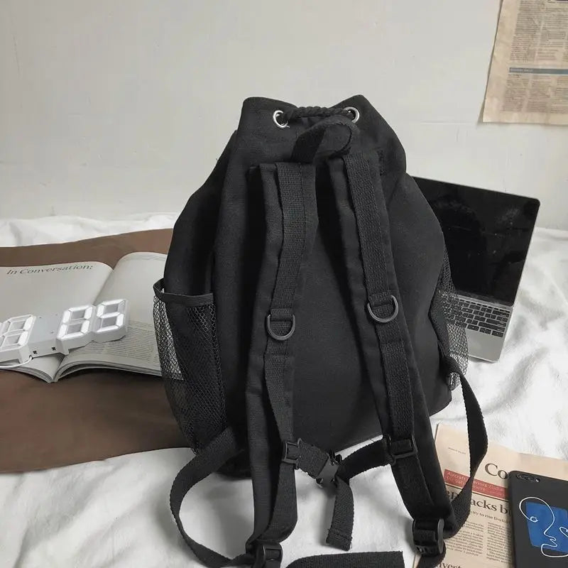 Canvas Drawstring Backpack Large School Bag