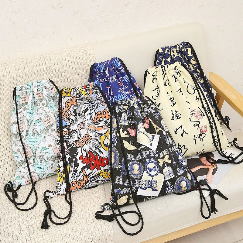 Colorful Dino Drawstring Bag 3D Printed Pouch Backpack