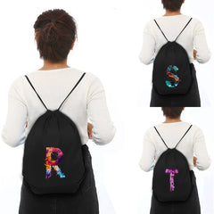 Letter Print Drawstring Backpack Girl School Bag Women Sport Yoga Bag