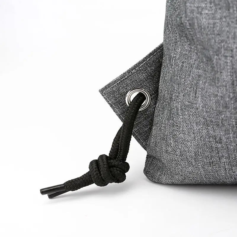 Drawstring Bag Gym With Pockets Sports Sack With Handle - Grey