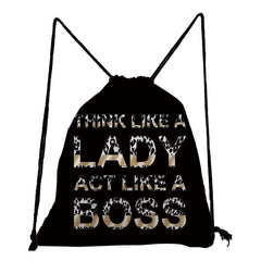 Leopard Letter Women's Backpack Travel School Bag Storage Shoes Bag