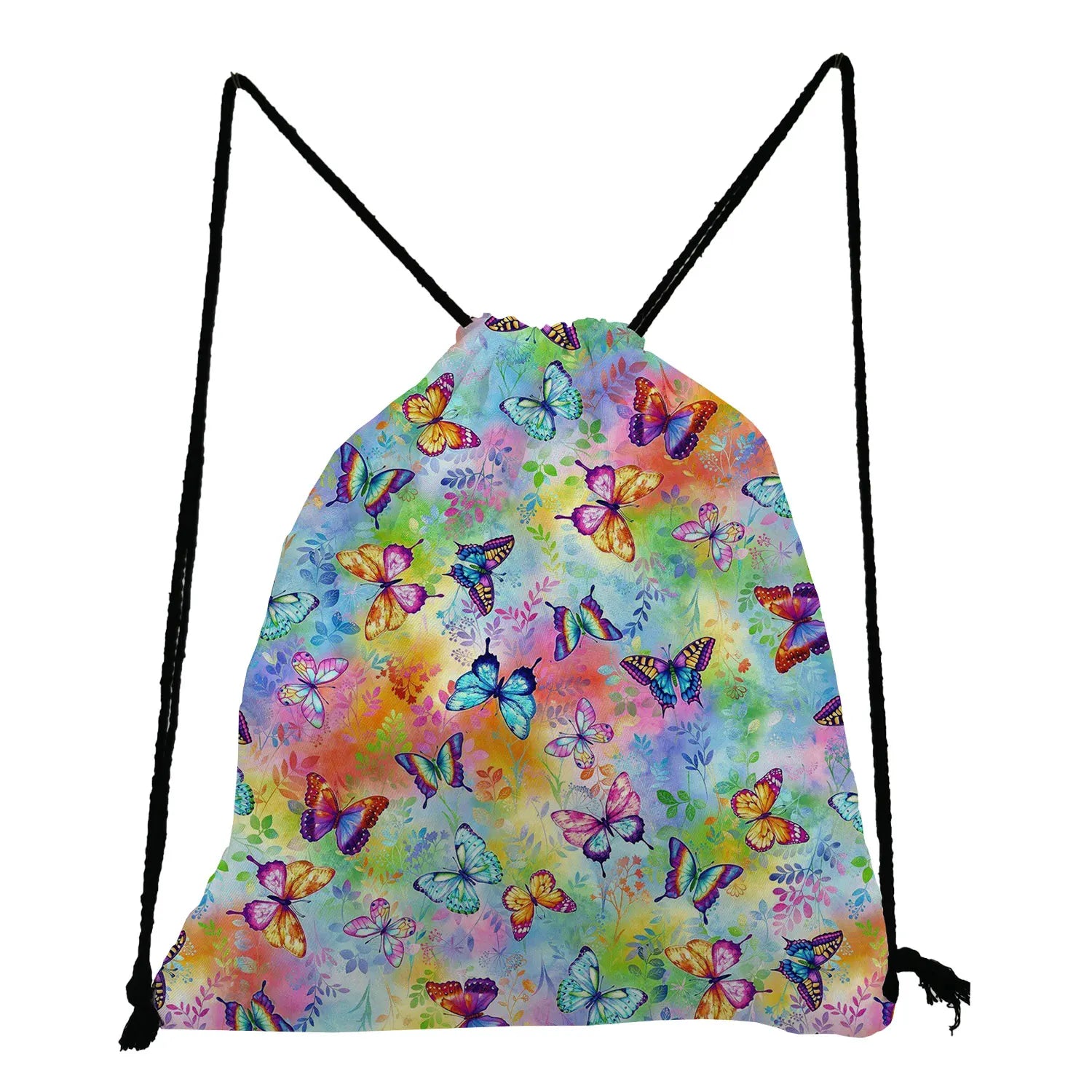 Drawstring Pocket Shoes Bags Women's Backpack Casual Butterfly Print Portable