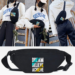 Letter Print Waist Bag Chest Pack Bum Pocket Men Women Travel Belt Bag