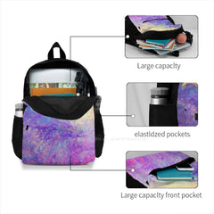 Teenage Girls Laptop Travel Bag Liquid Glass Paint Pouring Pattern Pink Yellow P