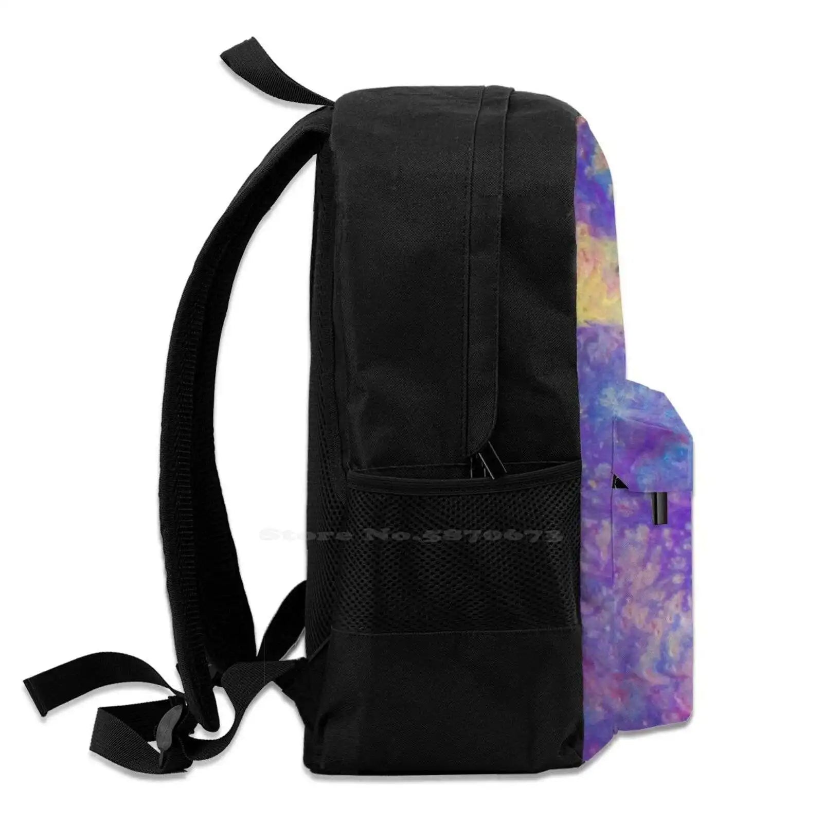 Teenage Girls Laptop Travel Bag Liquid Glass Paint Pouring Pattern Pink Yellow P