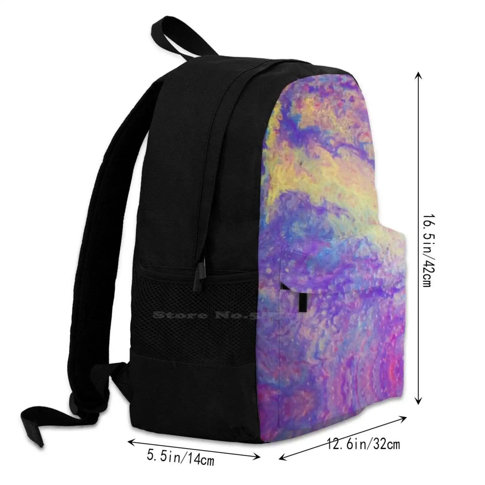Teenage Girls Laptop Travel Bag Liquid Glass Paint Pouring Pattern Pink Yellow P