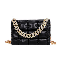 Square Shoulder Bags Checkered Crossbody Texture Lattice Chain Casual Bag