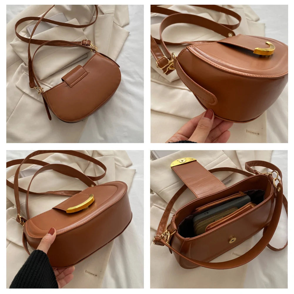 Solid Pu Leather Shoulder Bag Famous Purse Crossbody Bag