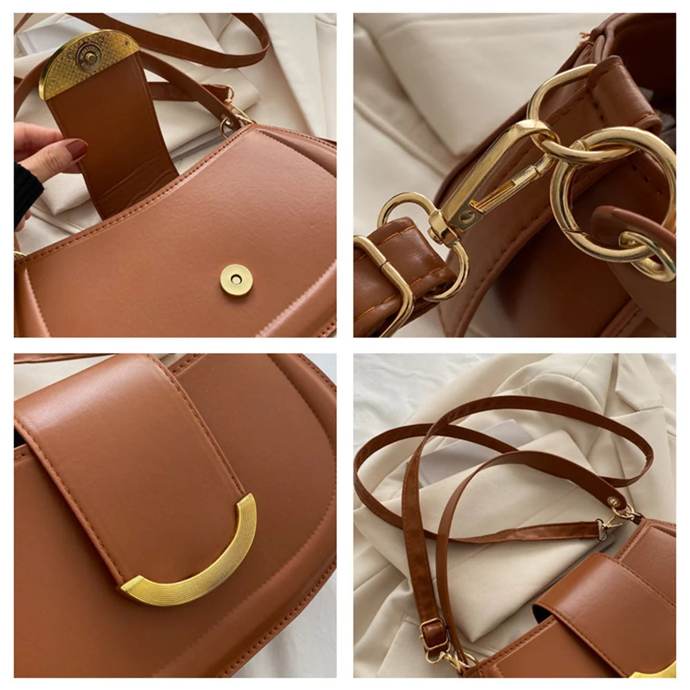 Solid Pu Leather Shoulder Bag Famous Purse Crossbody Bag