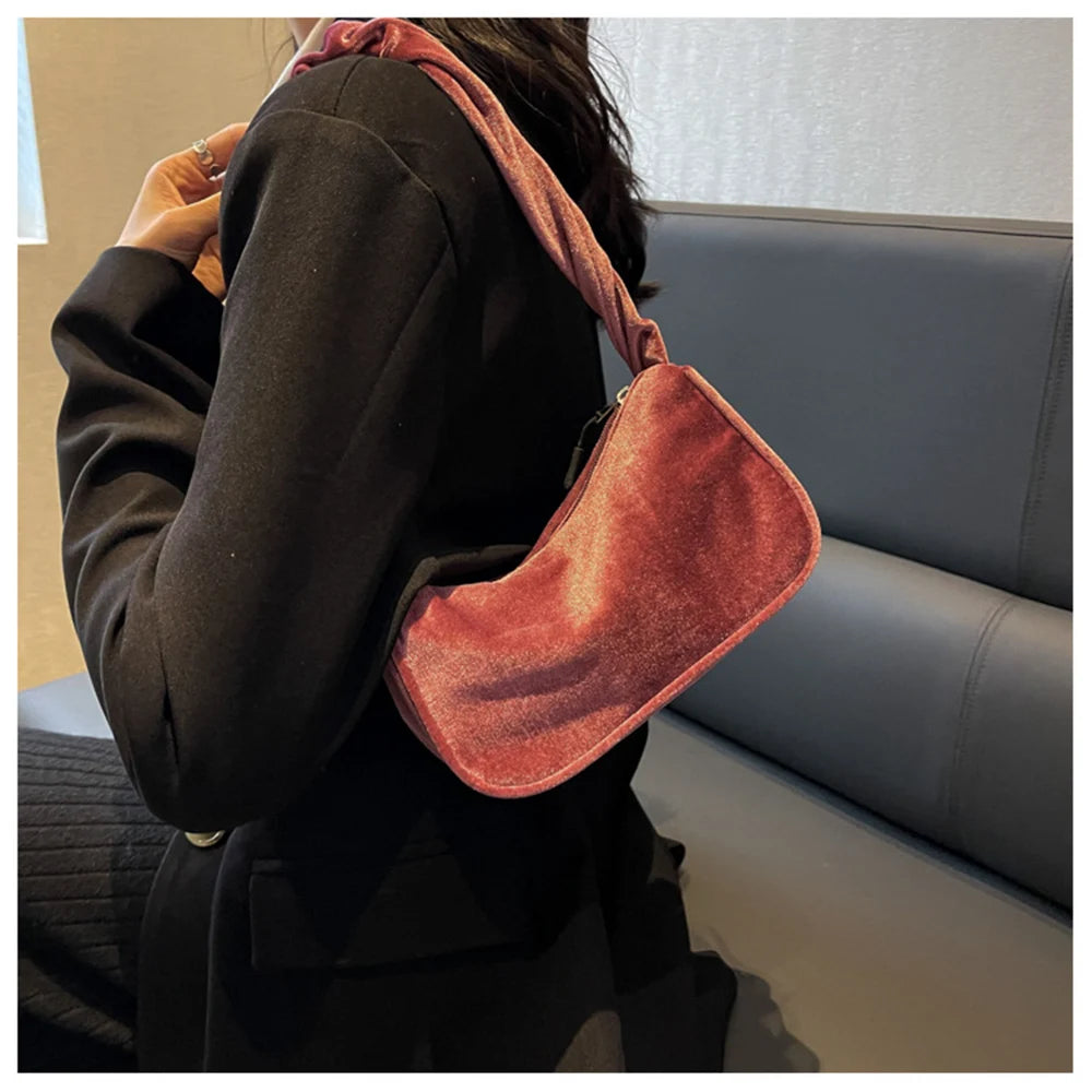 Autumn Winter Women Handbags Shoulder Bags Velvet Square Bags