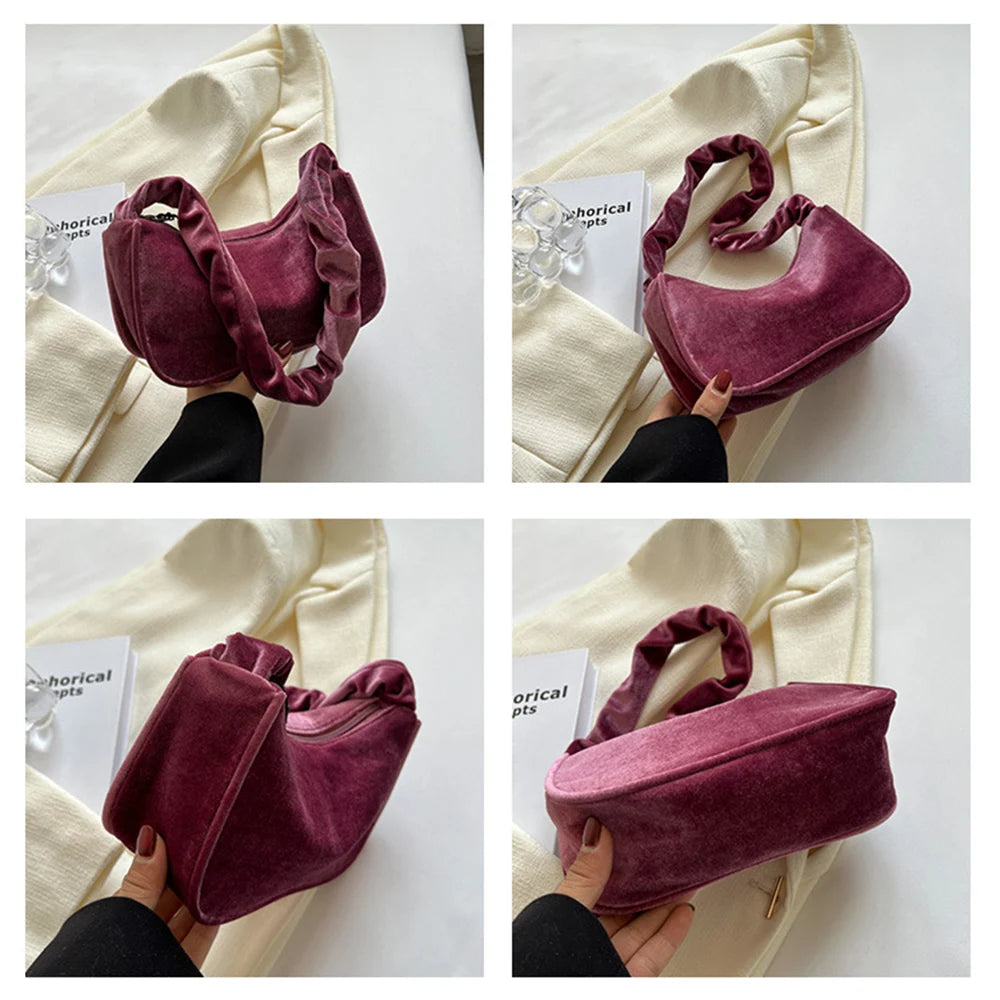 Autumn Winter Women Handbags Shoulder Bags Velvet Square Bags