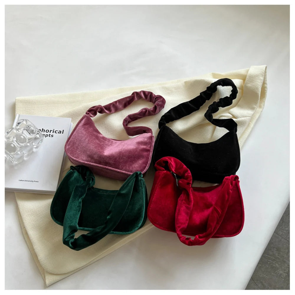 Autumn Winter Women Handbags Shoulder Bags Velvet Square Bags