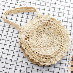 Boho Straw Circle Beach Handbag Rattan Shoulder Bag