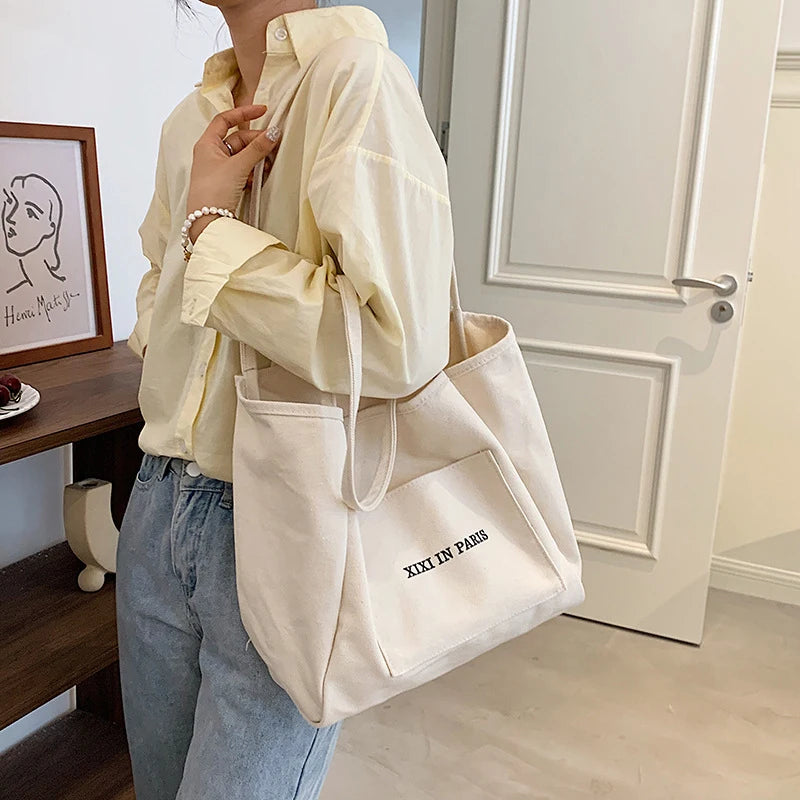 Casual Canvas Shoulder Bags Women Tote Handbags Large Capacity