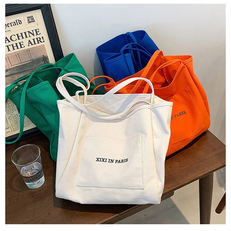 Casual Canvas Shoulder Bags Women Tote Handbags Large Capacity