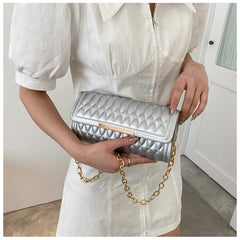 Chain Shoulder Bags For Women Texture Square Handbags Famous Lozenge