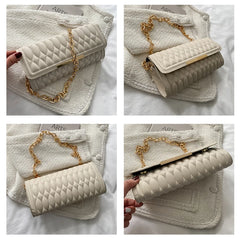 Chain Shoulder Bags For Women Texture Square Handbags Famous Lozenge