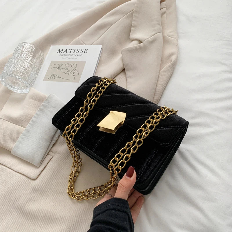 Vintage Stripe Shoulder Bag Mini Crossbody Handbag