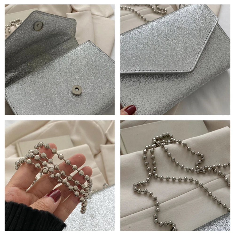 Sequins Square Shoulder Bags For Female Chain Crossbody Bags
