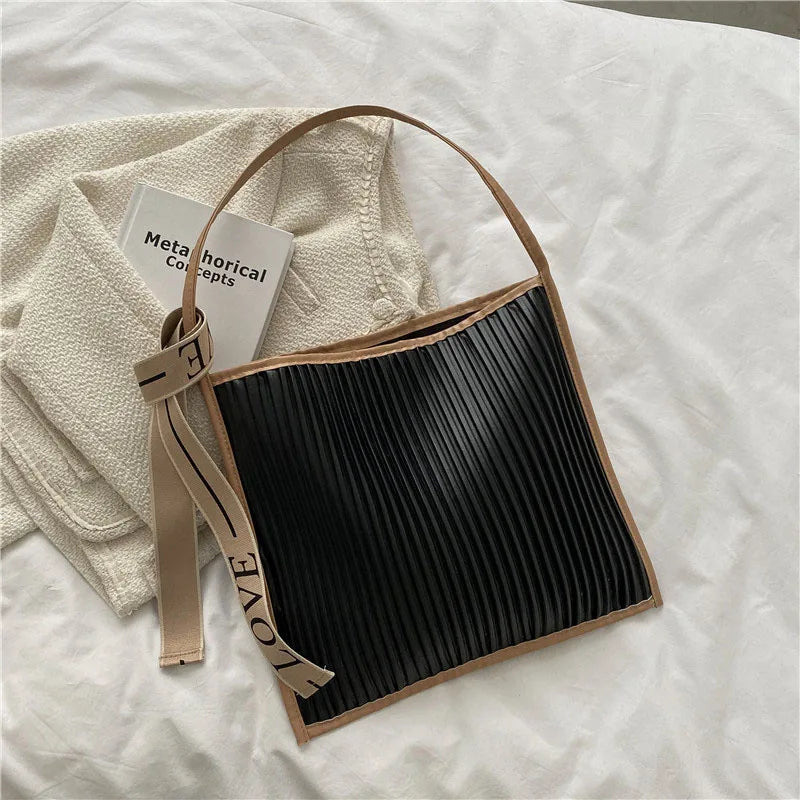 Striped Women Shoulder Bags Contrast Travel Bags