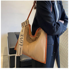 Striped Women Shoulder Bags Contrast Travel Bags