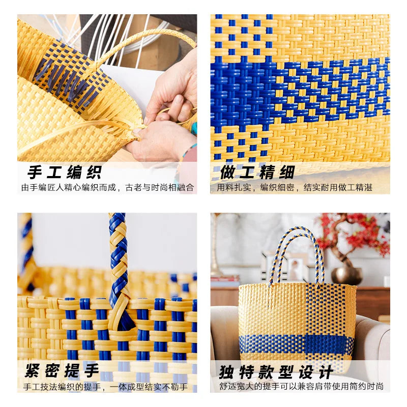 Driga Veget. Basket Shoulder Bags Women Travel Woven Handbags Female