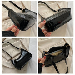 Female Crocodile Print Shoulder Bags Solid Pu Leather High Bags