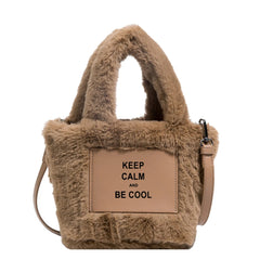 Plush Bucket Shoulder Bags Autumn/Winter Women's Handbags Mini Letter Bags