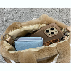 Plush Bucket Shoulder Bags Autumn/Winter Women's Handbags Mini Letter Bags