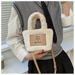 Plush Bucket Shoulder Bags Autumn/Winter Women's Handbags Mini Letter Bags