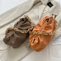 Ladies One-shoulder Armpit Cloud Bags Fold Chain Messenger Bags