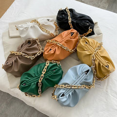 Ladies One-shoulder Armpit Cloud Bags Fold Chain Messenger Bags
