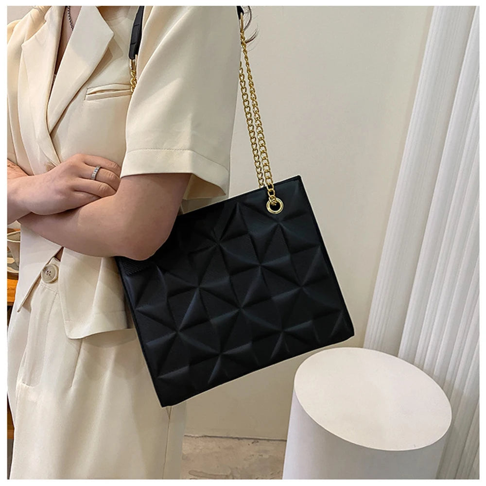 Large Capacity Women's Lozenge Shoulder Bag Casual Diamond Chain Crossbody Tote
