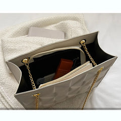 Large Capacity Women's Lozenge Shoulder Bag Casual Diamond Chain Crossbody Tote