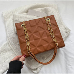 Large Capacity Women's Lozenge Shoulder Bag Casual Diamond Chain Crossbody Tote