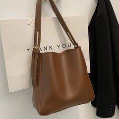 Large Capacity Shoulder Bucket Bags Female Style All-match Texture Messenger Bag