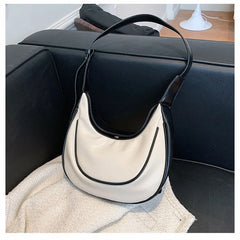 Women's PU Leather Shoulder Bag Large-capacity Stitching Dumpling Bag