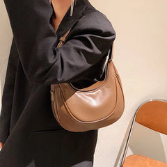 Women's PU Leather Shoulder Bag Large-capacity Stitching Dumpling Bag