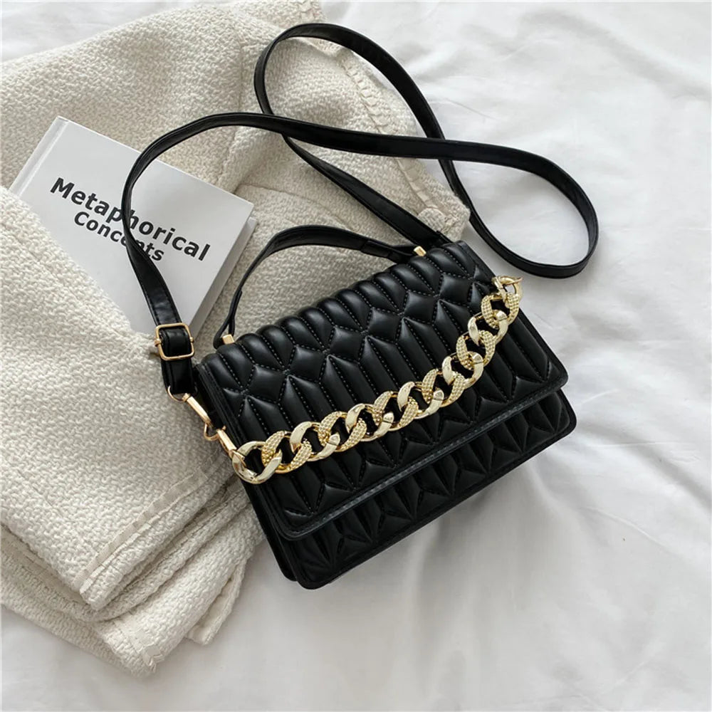 Retro Women Handbags Female Rhombus Chain Messenger Bags Square Shoulder Bags