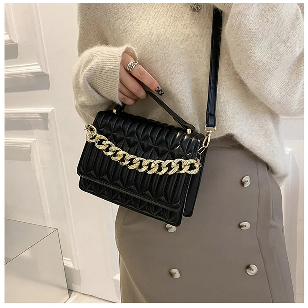 Retro Women Handbags Female Rhombus Chain Messenger Bags Square Shoulder Bags