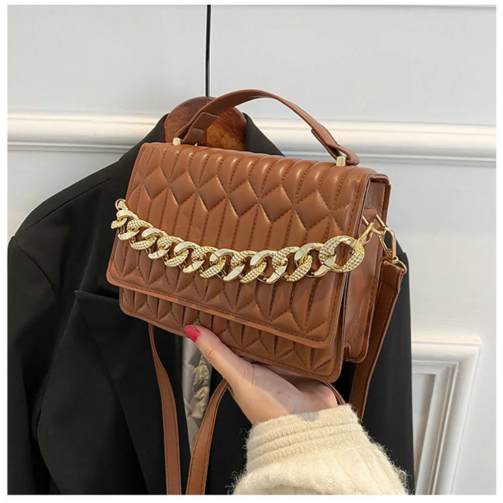 Retro Women Handbags Female Rhombus Chain Messenger Bags Square Shoulder Bags
