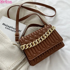 Retro Women Handbags Female Rhombus Chain Messenger Bags Square Shoulder Bags