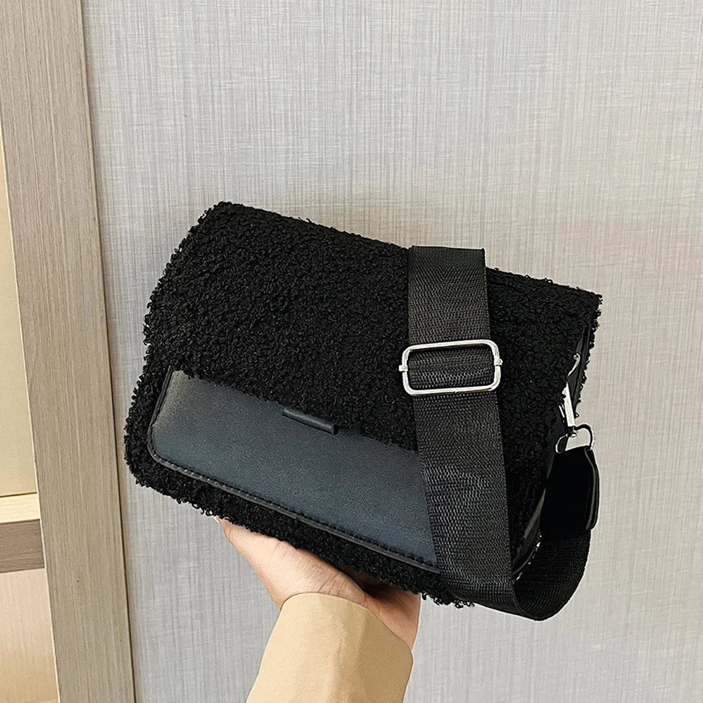 Lamb Plush Square Shoulder Bag for Women
