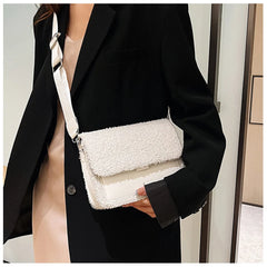 Lamb Plush Square Shoulder Bag for Women