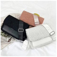 Lamb Plush Square Shoulder Bag for Women