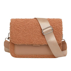 Lamb Plush Square Shoulder Bag for Women