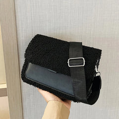 Lamb Plush Square Shoulder Bag for Women