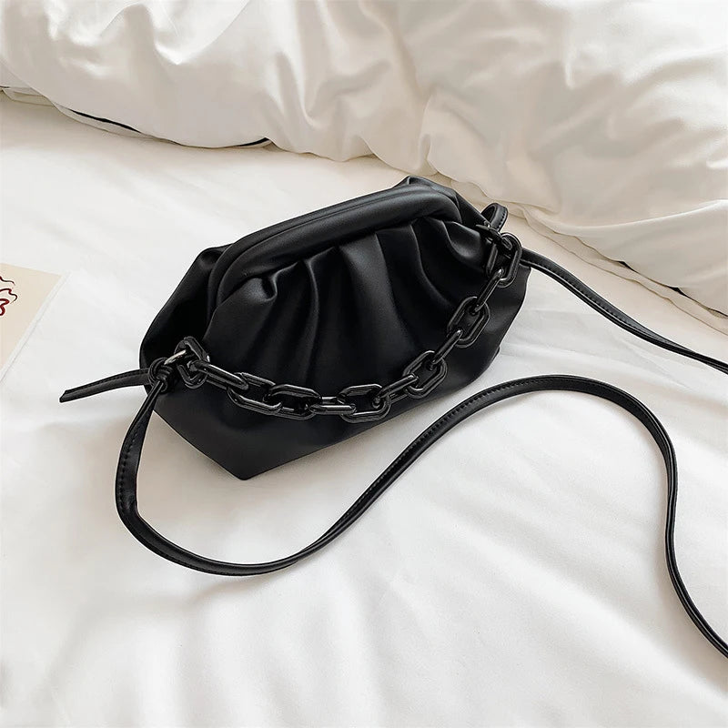 Thick Chain Shoulder Bags Pleated Cloud Crossbody Bags for Women