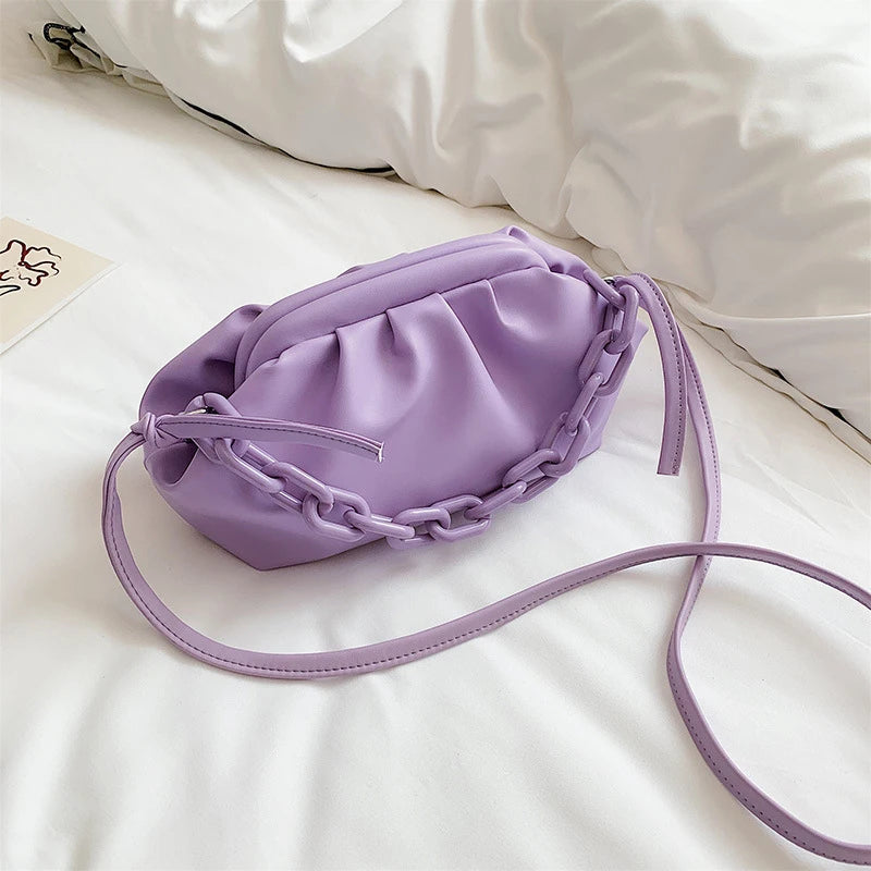Thick Chain Shoulder Bags Pleated Cloud Crossbody Bags for Women